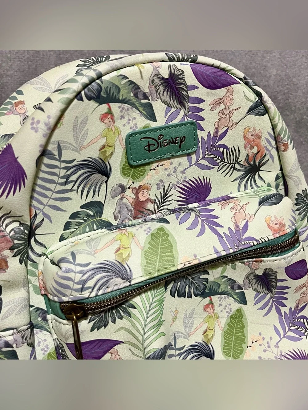 Disney Green Peter Pan Tinker Bell The Lost Boys Jungle Print Mini Backpack